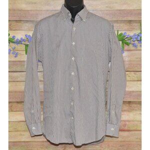 Peter Millar Men’s Nanoluxe Button Down Dress Shirt Brown Check Cotton Size L